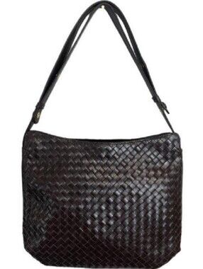 NWOT LALO Fine Italian LUXURY Woven LEATHER Brown Shoulder Bag